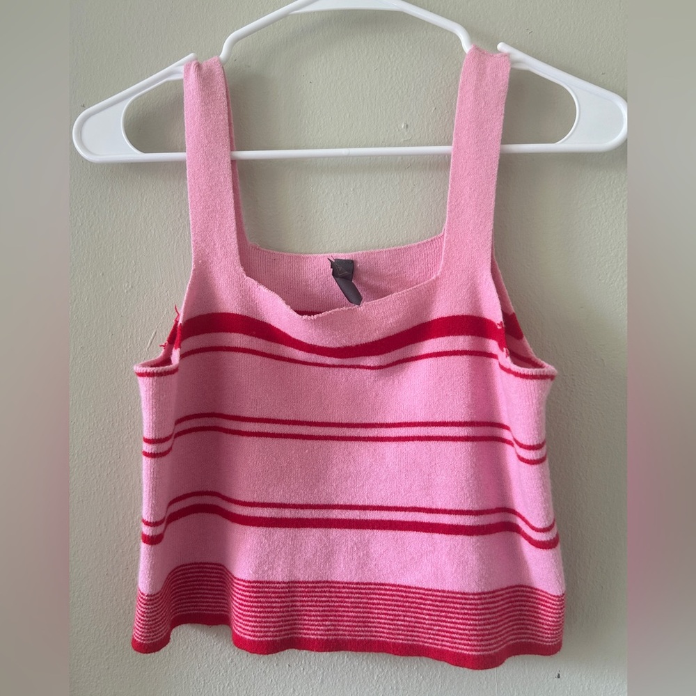 Alya Striped Pink and Red Crop Top